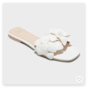 Women's Alyssa Floral Slide Sandals - A New Day White 11 NWOB